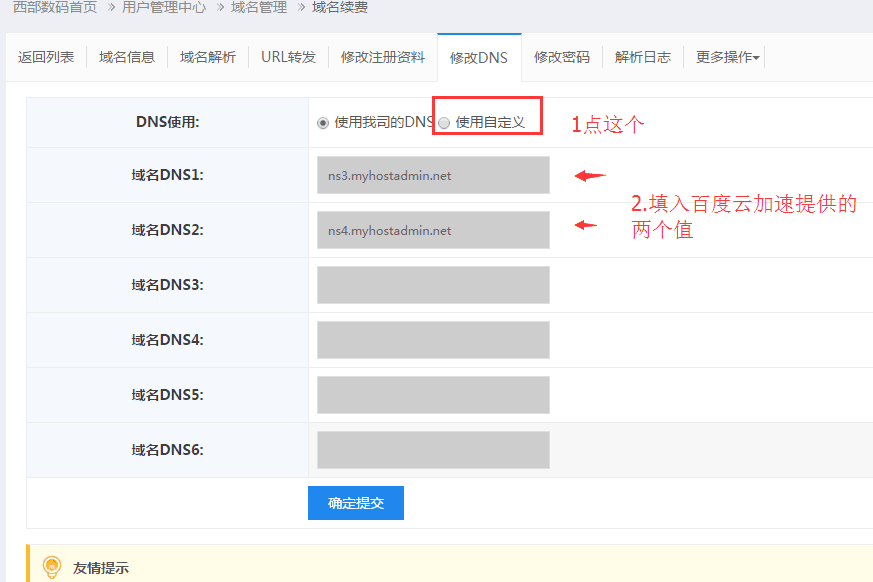 在自定義dns中，填入新的dns值